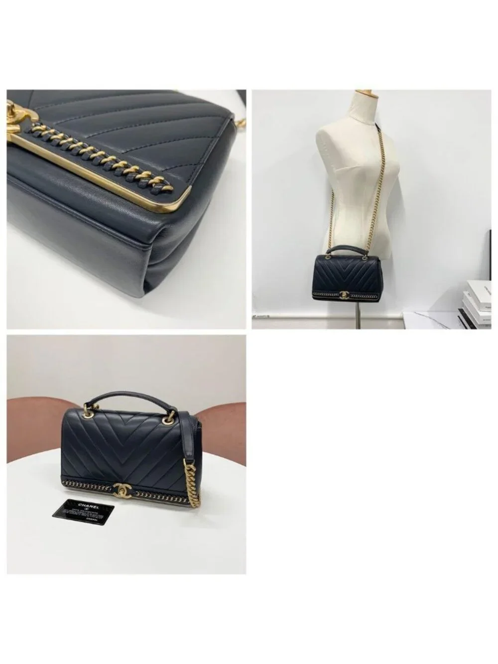Chanel Chez Blanc CC Logo Stitch Turnlock Shoulder